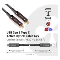 Club3D Kabel USB 3.2 typ C Gen2, aktivní, (M/M), 20m, optický, aktivní, unidirectional, A/V