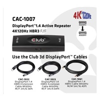 Club3D Adaptér aktivní DisplayPort 1.4 Repeater 4K120HZ HBR3 (F/F), černá