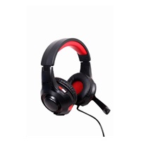 GEMBIRD sluchátka s mikrofonem GHS-U-5.1-01, gaming, 5.1 surround, černo-červená, USB