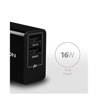 AXAGON ACU-DS16, SMART nabíječka do sítě 16W, 2x USB-A port, 5V/2.2A + 5V/1A