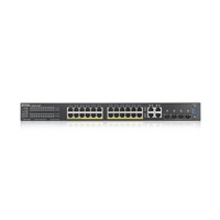 Zyxel GS2220-28HP 28-port L2 Managed Gigabit PoE Switch, 24x gigabit RJ45, 4x gigabit RJ45/SFP, PoE 375 W
