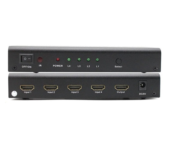 PREMIUMCORD HDMI switch 4:1 s audio výstupy ( stereo, Toslink, coaxial )