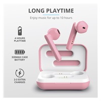 TRUST sluchátka Primo Touch Bluetooth Wireless Earphones - pink