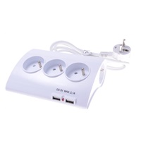 PREMIUMCORD Prodlužovací přívod 230V 1,5m 5zásuvek+vypínač+2x USB 2A