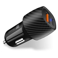 CONNECT IT InCarz PD+QUICK CHARGE 3.0 nabíječka do auta, 1x USB-A + 1x USB-C, 3 A, carbon