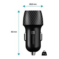 CONNECT IT InCarz PD+QUICK CHARGE 3.0 nabíječka do auta, 1x USB-A + 1x USB-C, 3 A, carbon