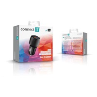 CONNECT IT InCarz PD+QUICK CHARGE 3.0 nabíječka do auta, 1x USB-A + 1x USB-C, 3 A, carbon