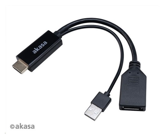 AKASA kabel  redukce HDMI na DisplayPort, with USB power cable 4K@60Hz, 25cm