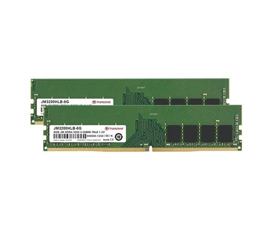 TRANSCEND DIMM DDR4 16GB (Kit of 2) 3200Mhz 1Rx8 1Gx8 CL22 1.2V