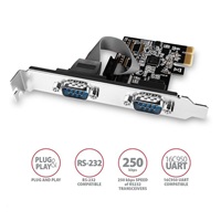 AXAGON PCEA-S2N, PCIe řadič - 2x sériový port (RS232) 250 kbps, vč. LP