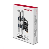 AXAGON PCEA-S4N, PCIe řadič - 4x sériový port (RS232) 250 kbps, vč. LP
