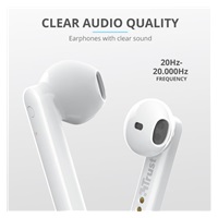 TRUST sluchátka Primo Touch Bluetooth Wireless Earphones - white