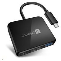 CONNECT IT USB-C hub, 3v1 (USB-C,USB-A,HDMI), externí, černý