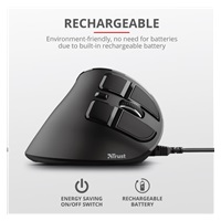 TRUST ergonomická Myš Voxx Rechargeable Ergonomic Wireless Mouse