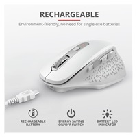 TRUST bezdrátová Myš Ozaa Rechargeable Wireless Mouse - white