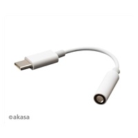 AKASA adaptér USB Type-C na 3.5 mm headphone jack adapter, 10cm, bílá