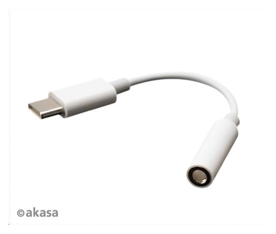 AKASA adaptér USB Type-C na 3.5 mm headphone jack adapter, 10cm, bílá