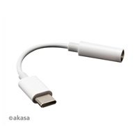 AKASA adaptér USB Type-C na 3.5 mm headphone jack adapter, 10cm, bílá