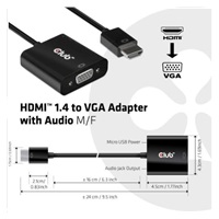 Club3D Adaptér HDMI 1.4 na VGA (M/F), Active with audio