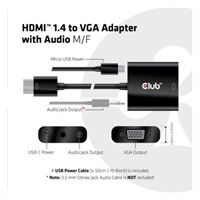 Club3D Adaptér HDMI 1.4 na VGA (M/F), Active with audio