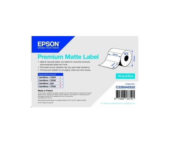 Epson label roll, normal paper, 102x76mm