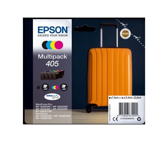 EPSON ink Multipack 4-colours 405 Durabrite Ultra, ČB 350, BAR 300 stran
