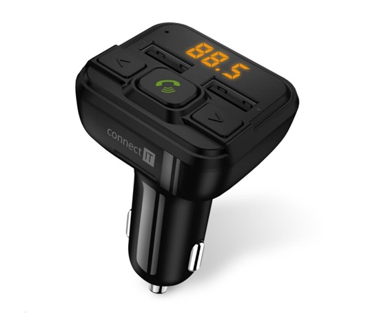 CONNECT IT InCarz Bezdrátový FM transmitter, 2xUSB+Micro SD Card, černá