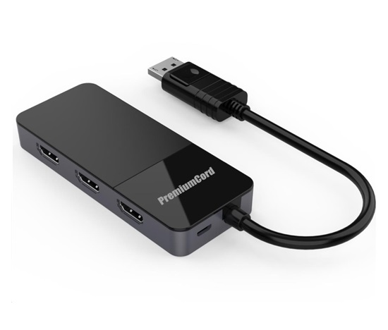 PREMIUMCORD MST adapter DisplayPort 1.4 na 3x HDMI2.0 monitory 4K@60Hz, extended + mirror + duplicate režimy