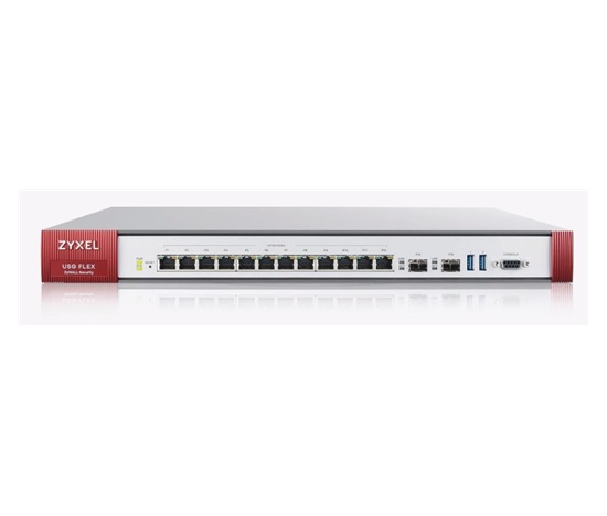 Zyxel USGFLEX700 firewall with 1-year UTM bundle, 12x gigabit WAN/LAN/DMZ, 2x SFP, 2x USB