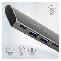 AXAGON HMC-4G2, USB 3.2 Gen 2 10 Gb/s hub, porty 2x USB-A, 2x USB-C, kabel USB-C 13cm