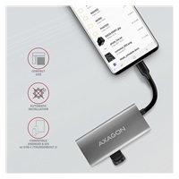 AXAGON HMC-4G2, USB 3.2 Gen 2 10 Gb/s hub, porty 2x USB-A, 2x USB-C, kabel USB-C 13cm