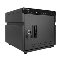 MANHATTAN stolní nabíjecí skříň - 10 portů, 180 W, přepěťová ochrana, tichá ventilace, kovové pouzdro, černá