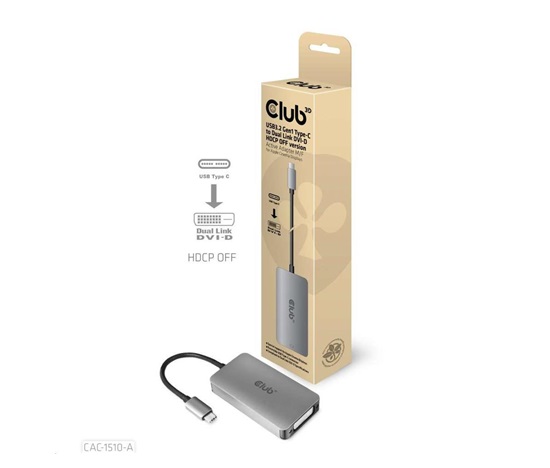 Club3D Adaptér aktivní USB 3.2 typ C na DVI-D Dual Link 4K30Hz pro Apple Cinema Display HDCP off
