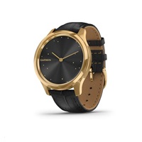 Garmin monitorovací náramek a hodinky vivomove3 Luxe, 24K Gold/BlackLeather Band