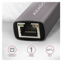 AXAGON ADE-TRC, USB-C 3.2 Gen 1 - Gigabit Ethernet síťová karta, auto instal, titanově šedá