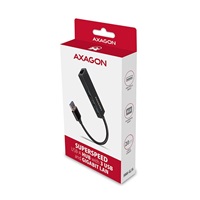 AXAGON HMA-GL3A, USB 3.2 Gen 1 hub, porty 3x USB-A + Gigabit Ethernet, kovový, kabel USB-A 20cm