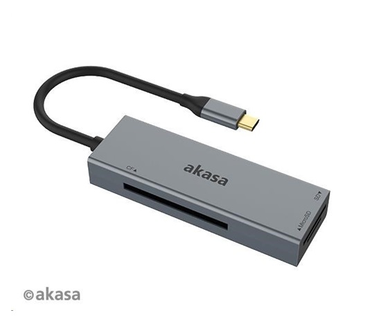 AKASA čtečka karet AK-CR-09BK 3-in-1 (CF, SD, microSD), externí, USB 3.2 Type-C
