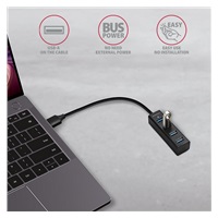 AXAGON HUE-M1A, 4x USB 3.2 Gen 1 MINI hub, kovový, kabel USB-A 20cm