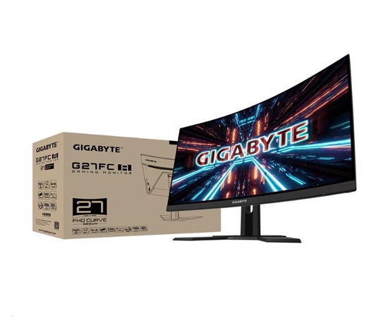 GIGABYTE LCD - 27" Gaming monitor G27FC A, Prohnutý VA 1500R, 1920 x 1080 FHD, 165Hz, 3000:1, 250cd/m2, 1ms, 2xHDMI, 1xD
