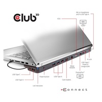 Club3D dokovací stanice USB-C 3.2 s napájecím adaptérem Triple Display Dynamic PD, 100 W