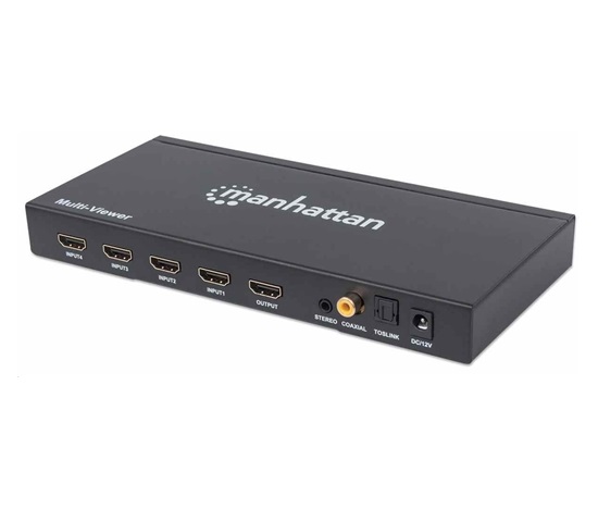 Manhattan HDMI přepínač, 1080p 4-Port HDMI Multiviewer Switch, černá