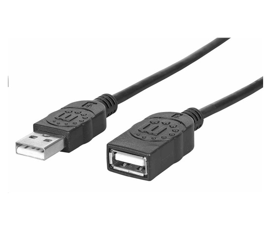Manhattan USB kabel, USB 2.0, Male na Female, 480 Mbps, 1m, černá