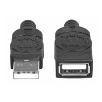 Manhattan USB kabel, USB 2.0, Male na Female, 480 Mbps, 1m, černá