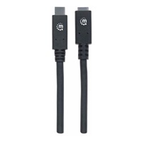 Manhattan USB-C kabel, USB 3.1 Gen 2, USB-C Male na USB-C Female, 10 Gbps, 5 A, 50cm, černá