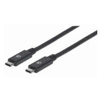 Manhattan USB-C kabel, USB 3.1 Gen 2, USB-C Male na USB-C Male, 10 Gbps, 5 A, 1m, černá