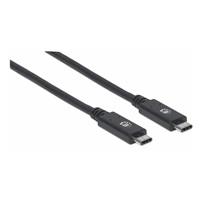 Manhattan USB-C kabel, USB 3.1 Gen 2, USB-C Male na USB-C Male, 10 Gbps, 5 A, 1m, černá