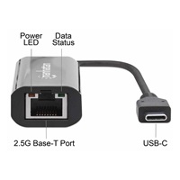 Manhattan adaptér USB-C na 2.5GBASE-T Ethernet, USB 3.2 Gen 1; 10/100/1000 Mbps & 2.5 Gbps, černá