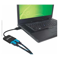 Manhattan rozbočovač, MST hub DisplayPort na Dual HDMI (M/F), černá