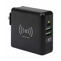 Manhattan cestovní nabíječka a powerbanka, 4-in-1, 8.000 mAh,  Interchangeable US/EU/UK Plugs, černá