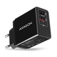 AXAGON ACU-QS24, QUICK a SMART nabíječka do sítě, 2x USB port QC3.0/AFC/FCP + 5V-1.2A, 24W